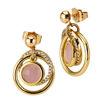 Gold Concentric Circular Earrings